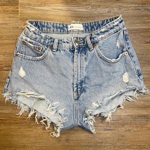 Zara Distressed Jean Shorts